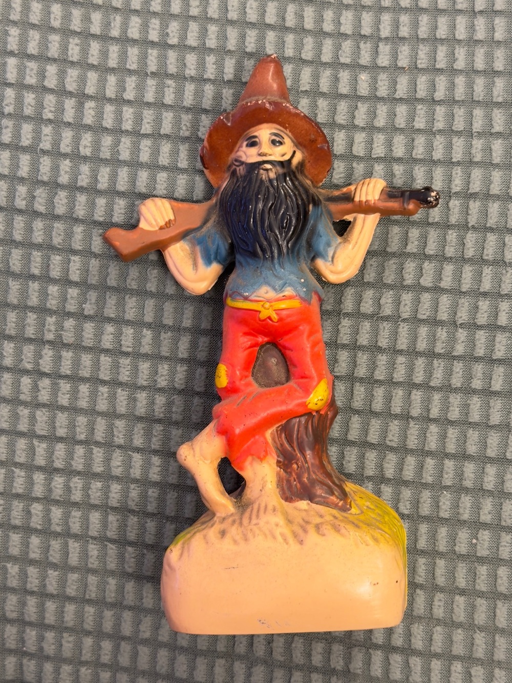 1960s Hillbilly Figure with Rifle, Hong Kong Blown Plastic Souvenir